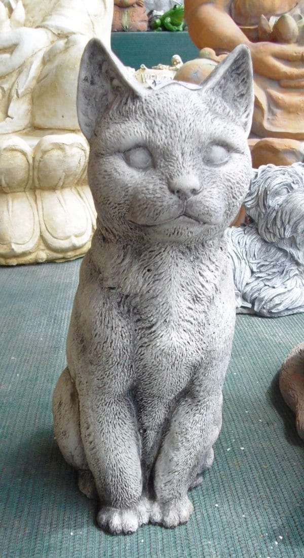 #7 - Concrete Large Upright Tabby Cat (grey)