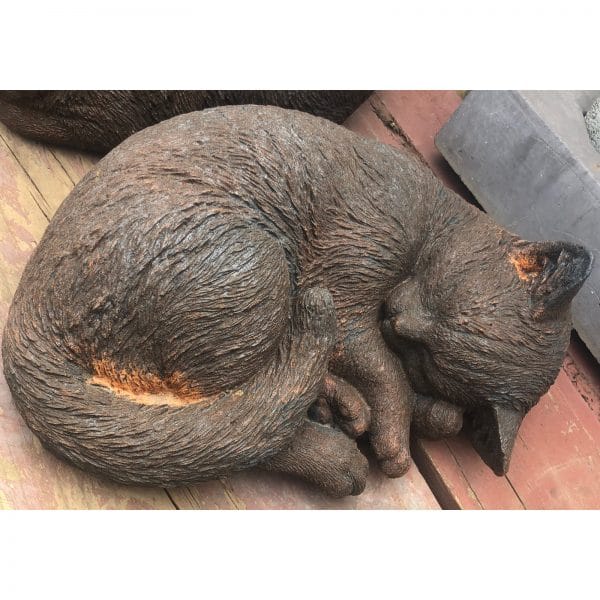 Sleeping Cat Medium Concrete Statue