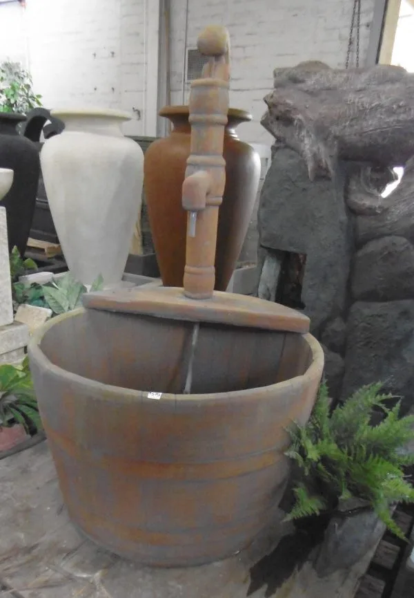 ump and Wine Barrel Concrete Water Feature