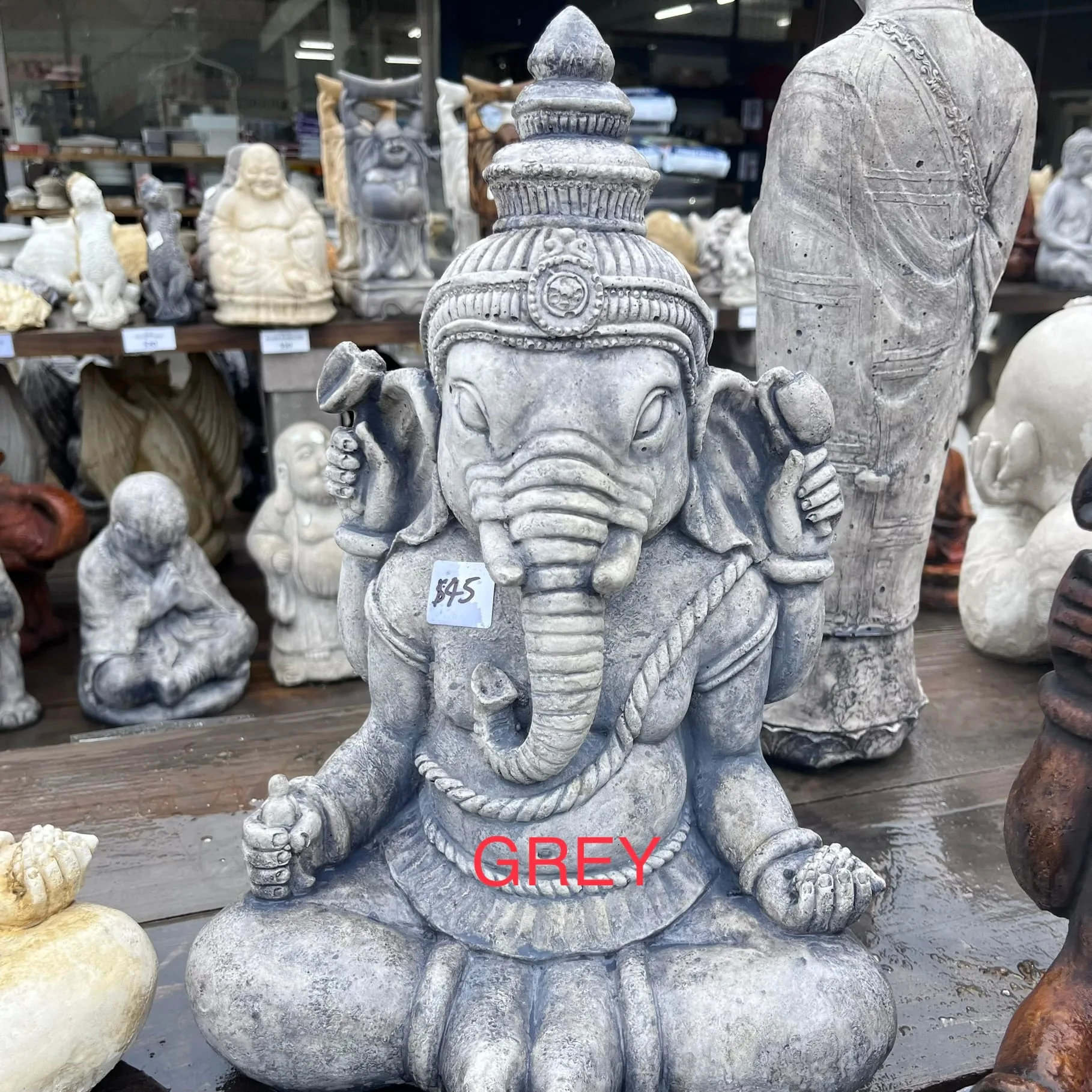 Indian Ganesh  Small Concrete Statue (1450) - Image 6