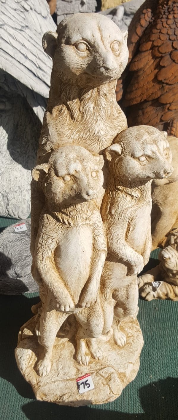 Meerkat Family Concrete Statue