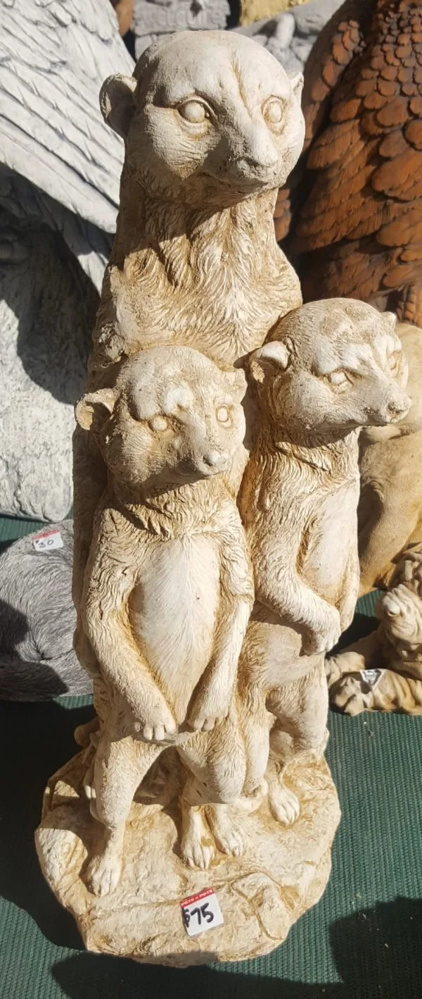 Meerkat Family Concrete Statue
