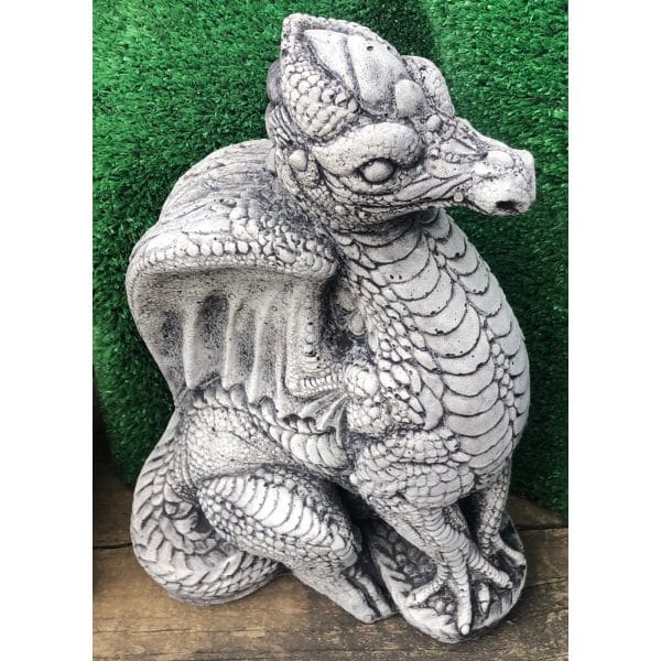 Dragon Sitting Small Concrete Statue