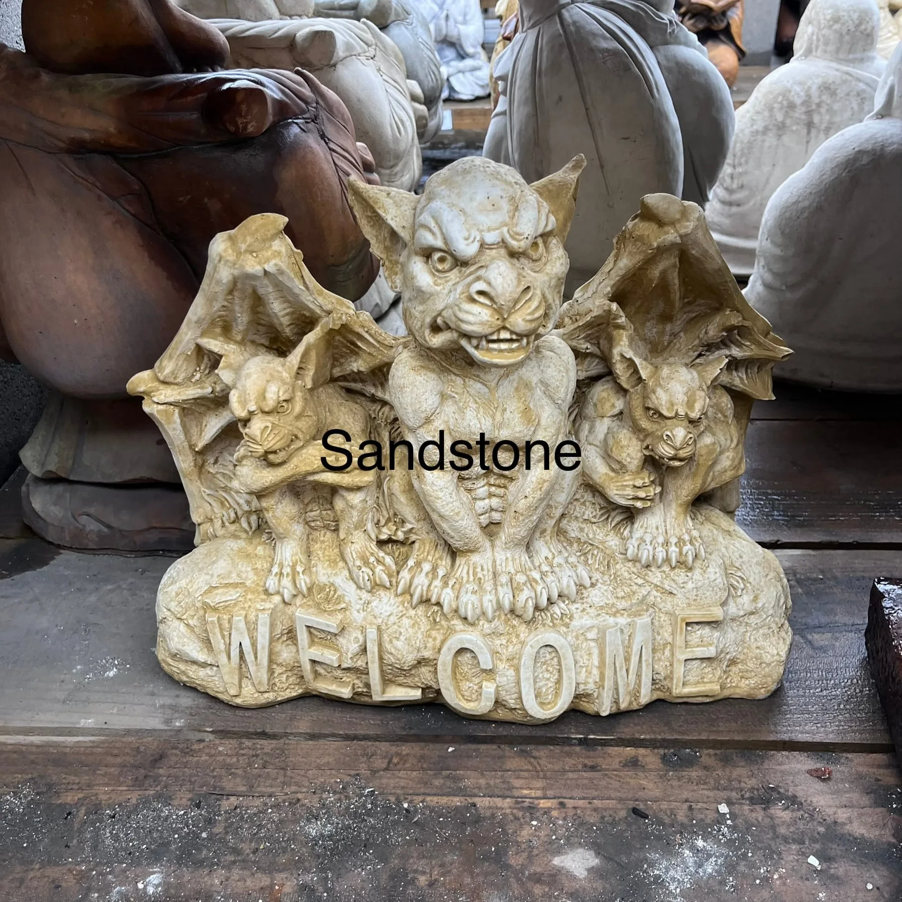 Welcome Gargoyles on a Rock Concrete Statue (1111) - Image 5