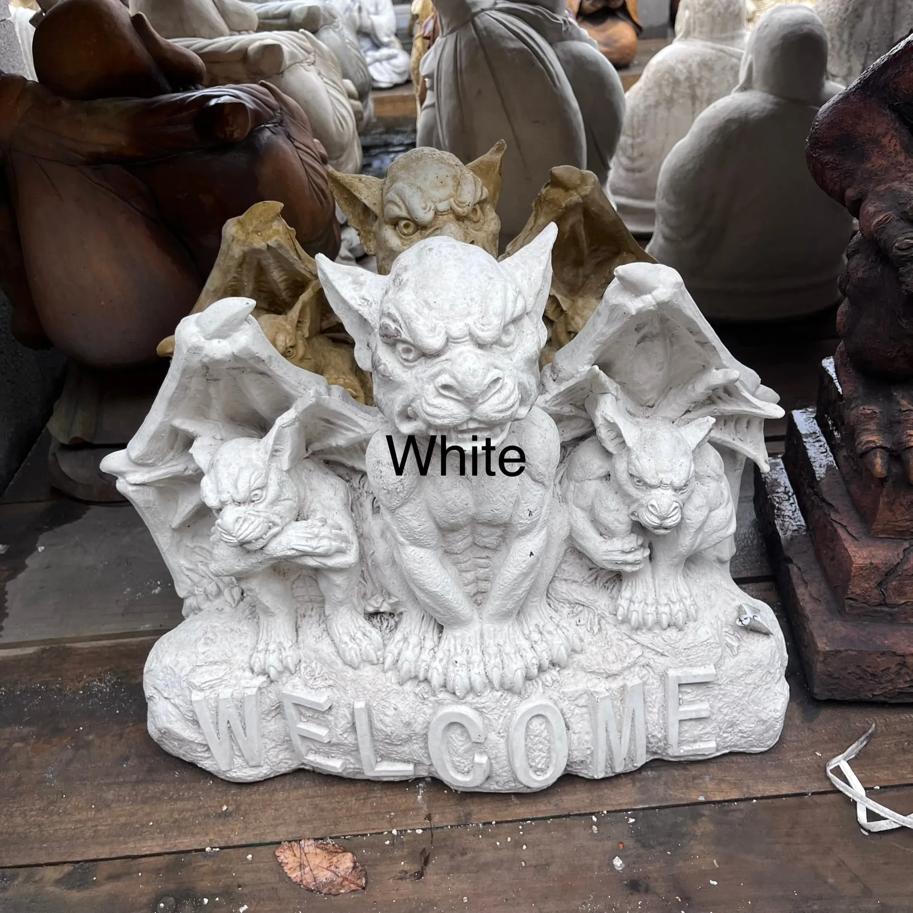 Welcome Gargoyles on a Rock Concrete Statue (1111) - Image 3
