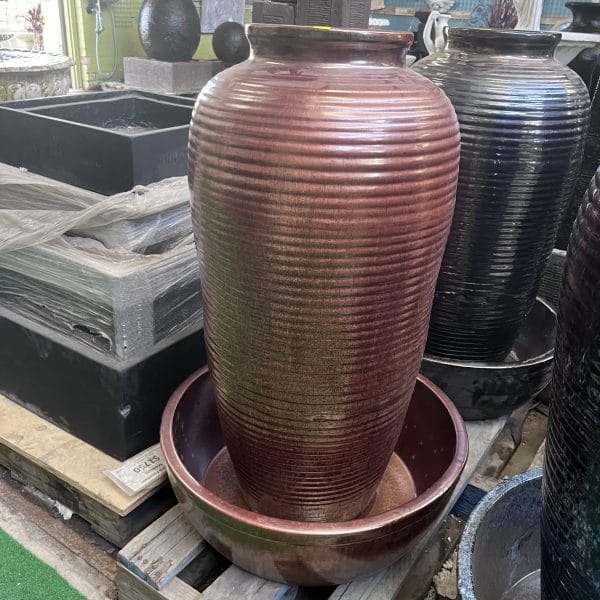Ribbed Urn Glazed Fountain - Image 3