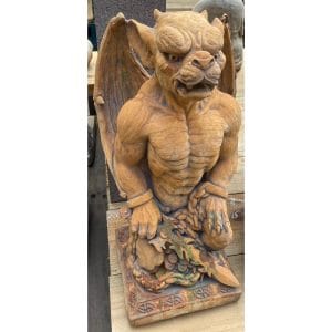 Gargoyle with Sword Concrete Statue Garden Ornament