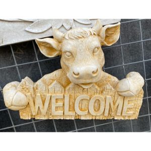 Welcome Cow Concrete Wall Plaque