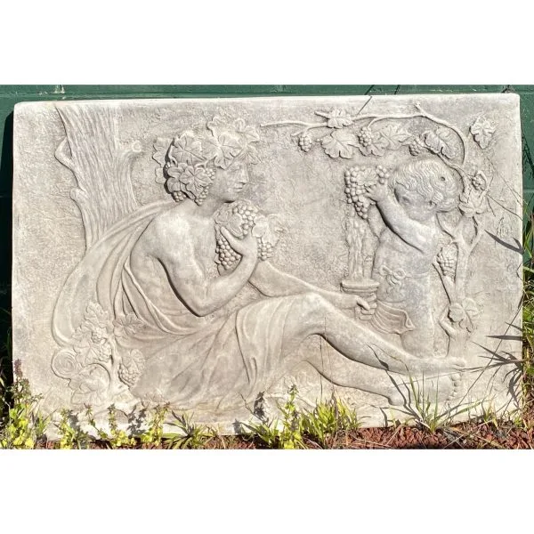 Grecian Man with Child Large Concrete Wall Plaque