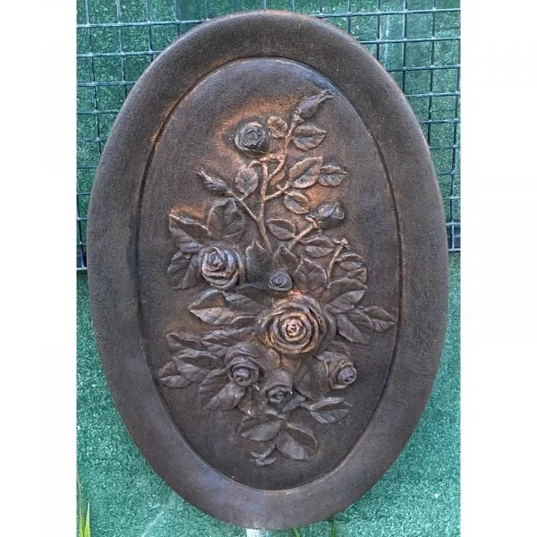Oval Rose - Large Concrete Wall Plaque