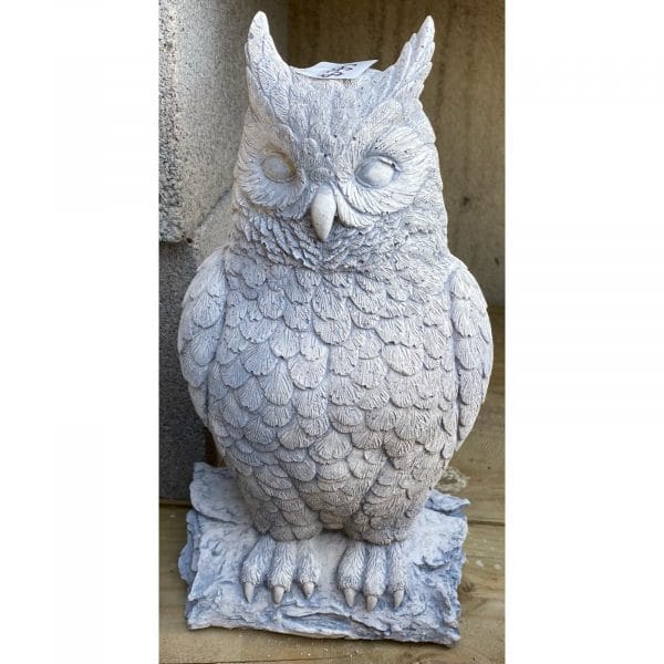Owl on Log Concrete Garden Statue