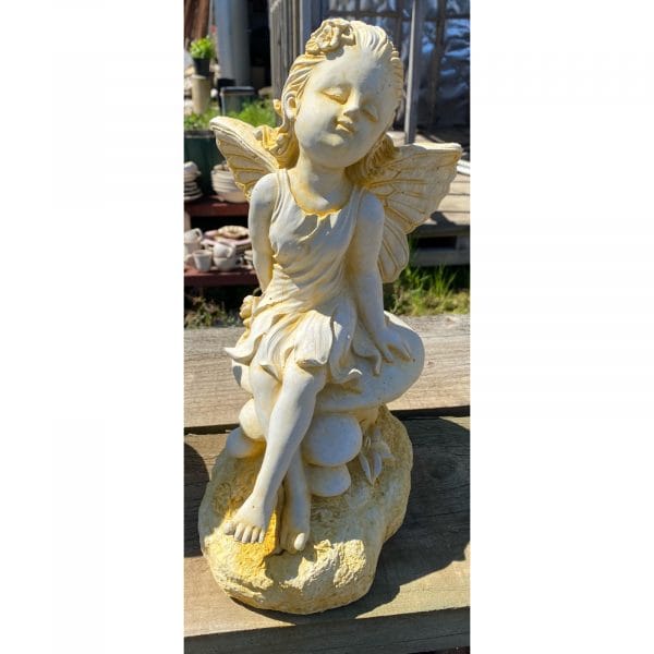Fairy on Mushroom Concrete Garden Statue