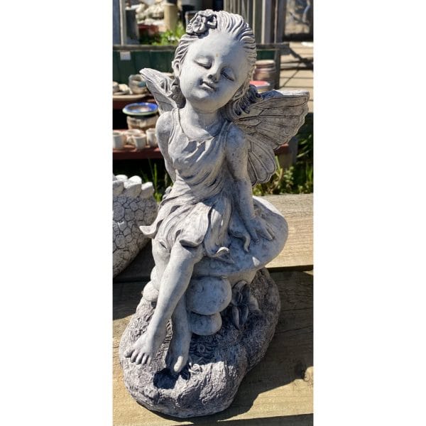 Fairy on Mushroom Concrete Garden Statue