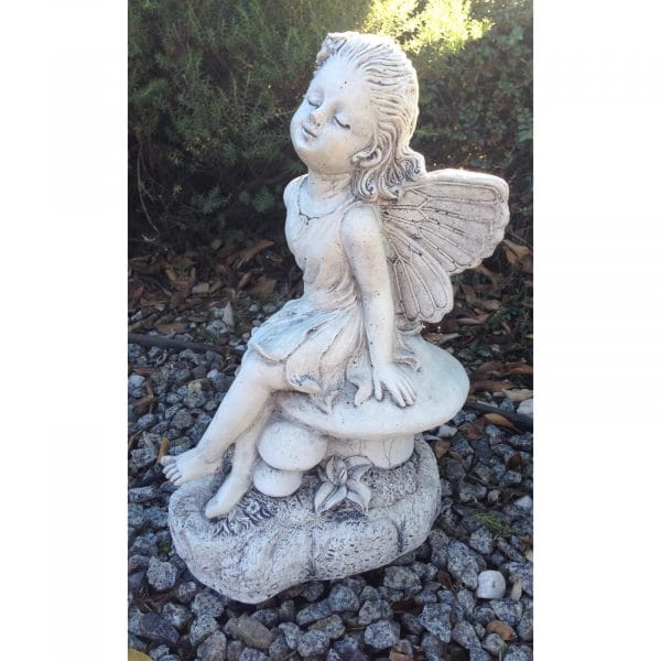 Fairy on Mushroom Concrete Garden Statue