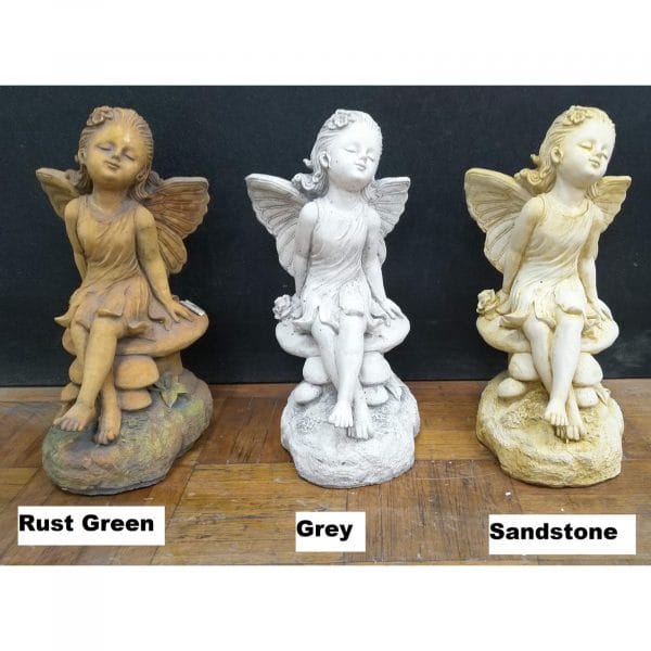 Fairy on Mushroom Concrete Garden Statue