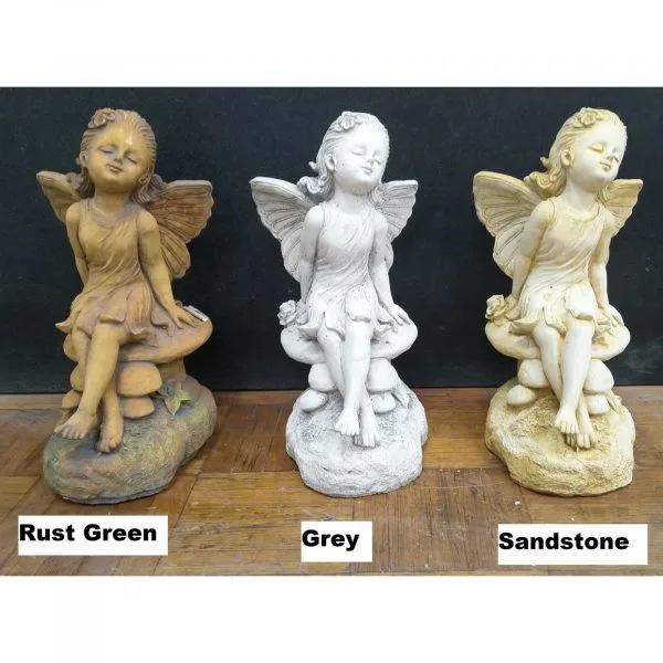 Fairy on Mushroom Concrete Garden Statue