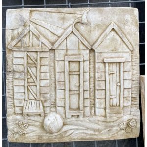 Beach Huts Concrete Wall Plaque