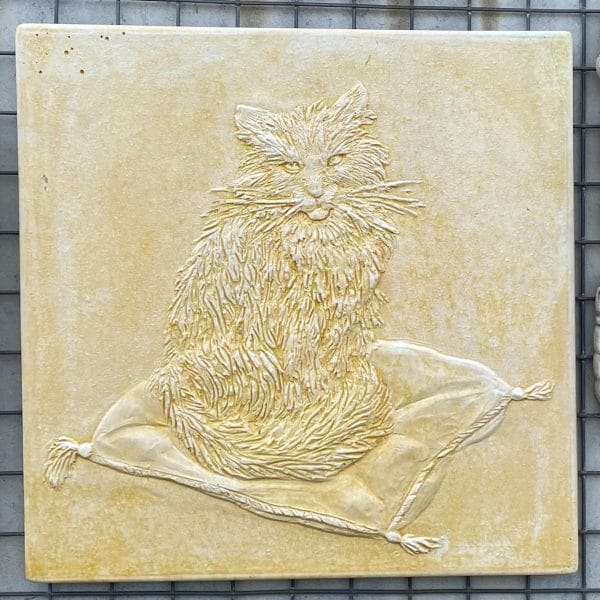 Cat on Pillow Concrete Wall Plaque 9269