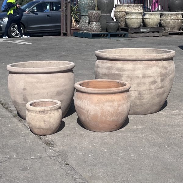 Tall Flat Rim Antique Terracotta Garden Pot
