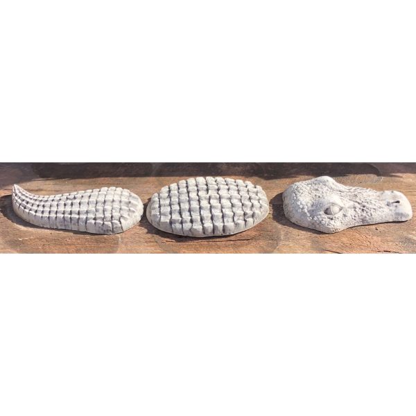 3 Piece Croc Large Concrete Statue 7421