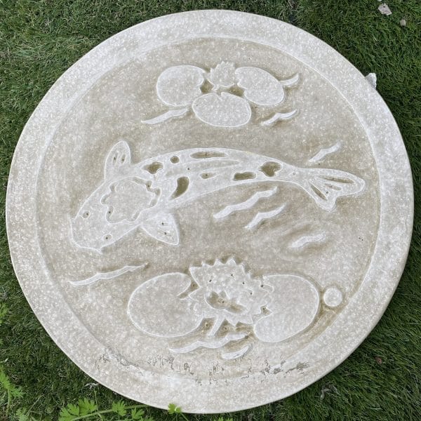 Koi Fish and Lily Pad Concrete Wall Plaque