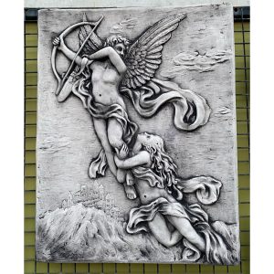 Flying Cupid and Lady Concrete Wall Plaque 0487