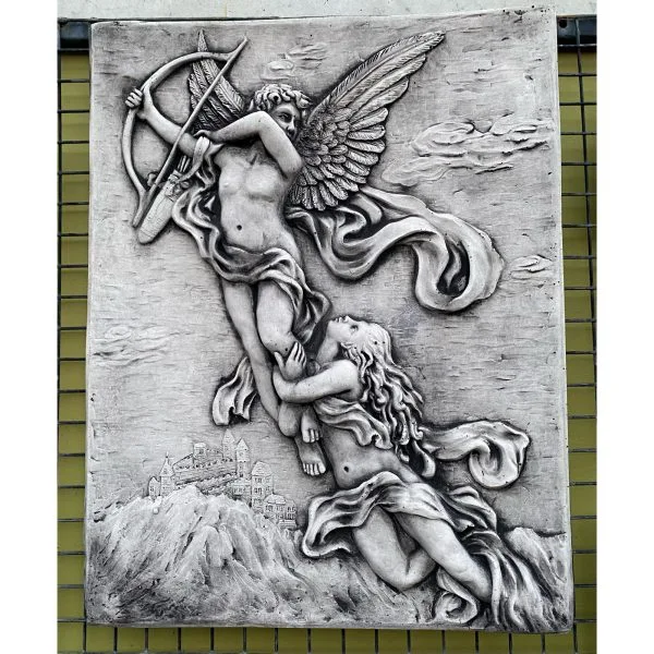 Flying Cupid and Lady Concrete Wall Plaque 0487