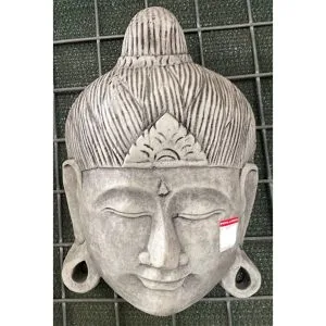 Buddha Head Small - Lines Concrete Wall Plaque 7320