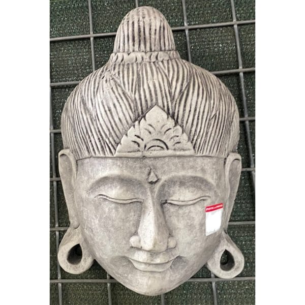 Buddha Head Small - Lines Concrete Wall Plaque 7320