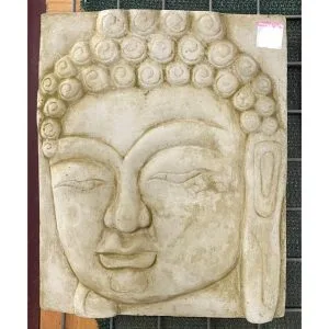 Buddha Face Plaque - Straight Concrete Wall Plaque 8080