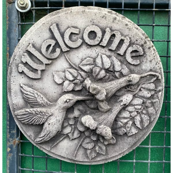 Welcome Hummingbird Concrete Wall Plaque 0403