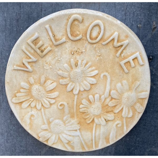 Welcome Daisies Concrete Wall Plaque