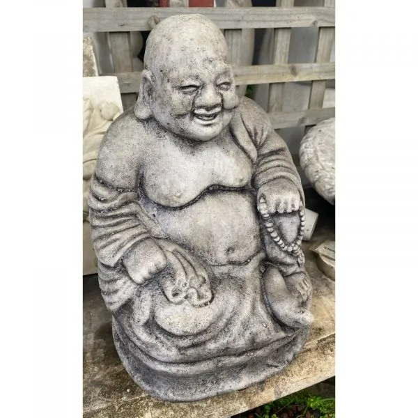 Beaded Buddha Small Concrete Statue