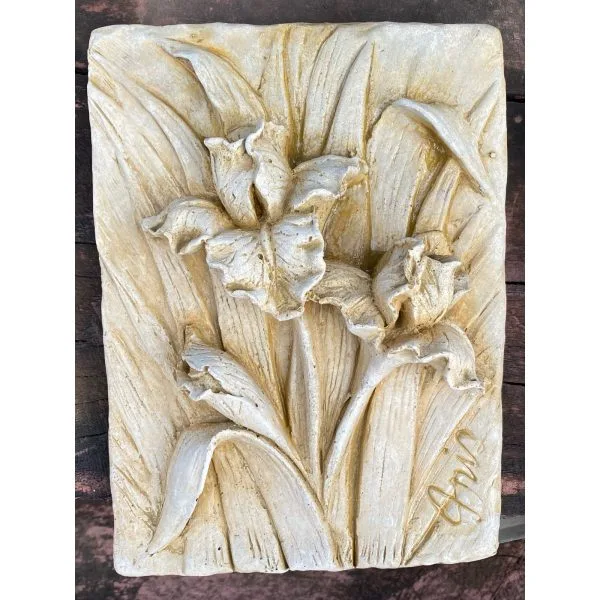 Bearded Iris Concrete Wall Plaque 0418