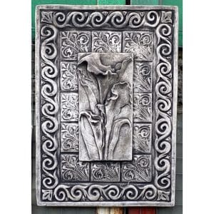 Lily on Tile Background Concrete Wall Plaque 9107