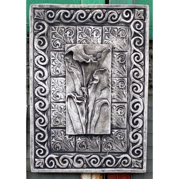 Lily on Tile Background Concrete Wall Plaque 9107