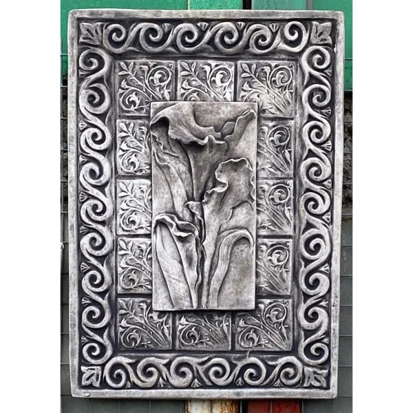 Lily on Tile Background Concrete Wall Plaque 9107