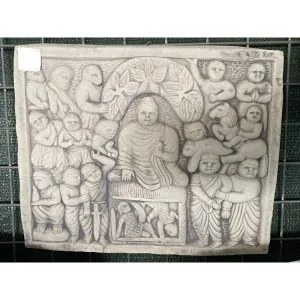 Scene From Life of Buddha Concrete Wall Plaque 7320