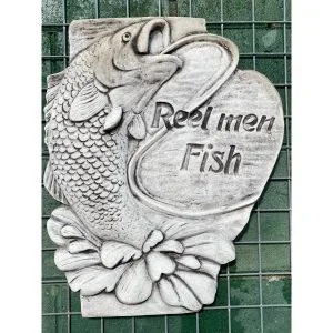 Reel Men Fish Concrete Wall Plaque 9260