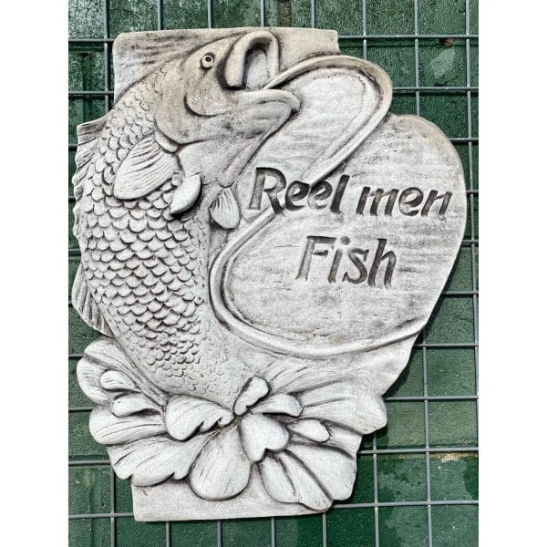 Reel Men Fish Concrete Wall Plaque 9260
