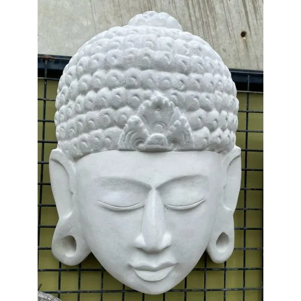 Buddha Head Mask Medium - Curls Concrete Wall Plaque