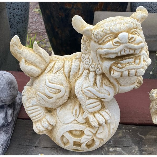 Foo (Fu) Dog on Ball Male (Chinese Lion) Concrete Ornament Statue 8055