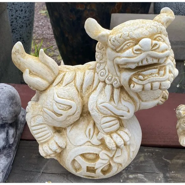 Foo (Fu) Dog on Ball Male (Chinese Lion) Concrete Ornament Statue 8055