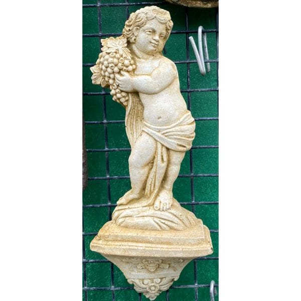 Boy and Grapes Concrete Wall Plaque 0474