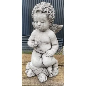 Cherub with Butterfly Concrete Statue 9539