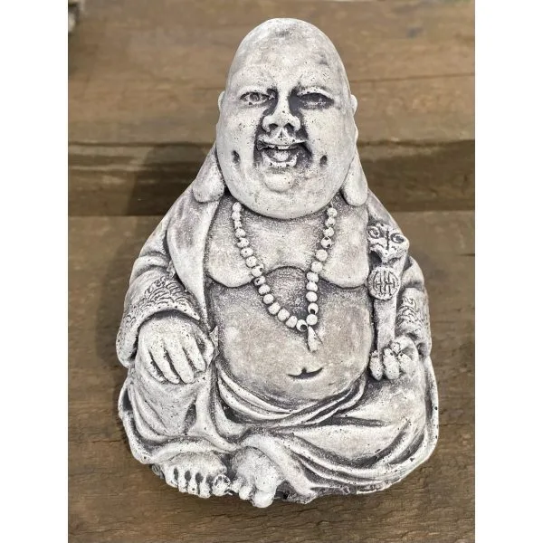 Happy Sitting Buddha Mini Concrete Statue 9531