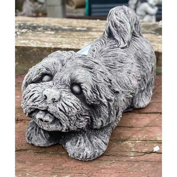 Maltese Shih Tzu Concrete Animal Statue 0008
