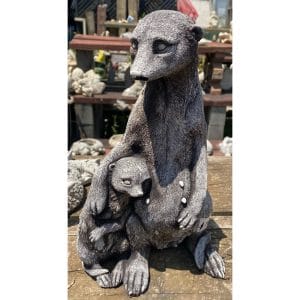 Meerkat Mother and Son Concrete Animal Statue 0976