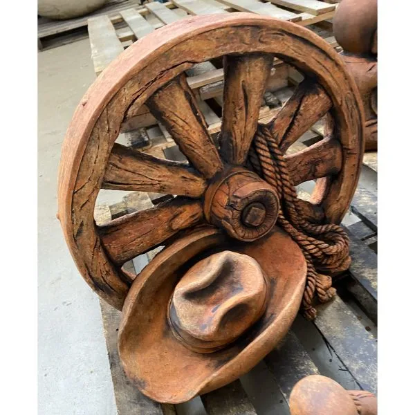 Wagon Wheel Small Concrete Statue 1254