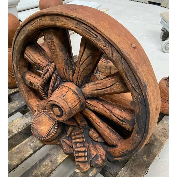 Wagon Wheel Small Concrete Statue 1254 - Image 2
